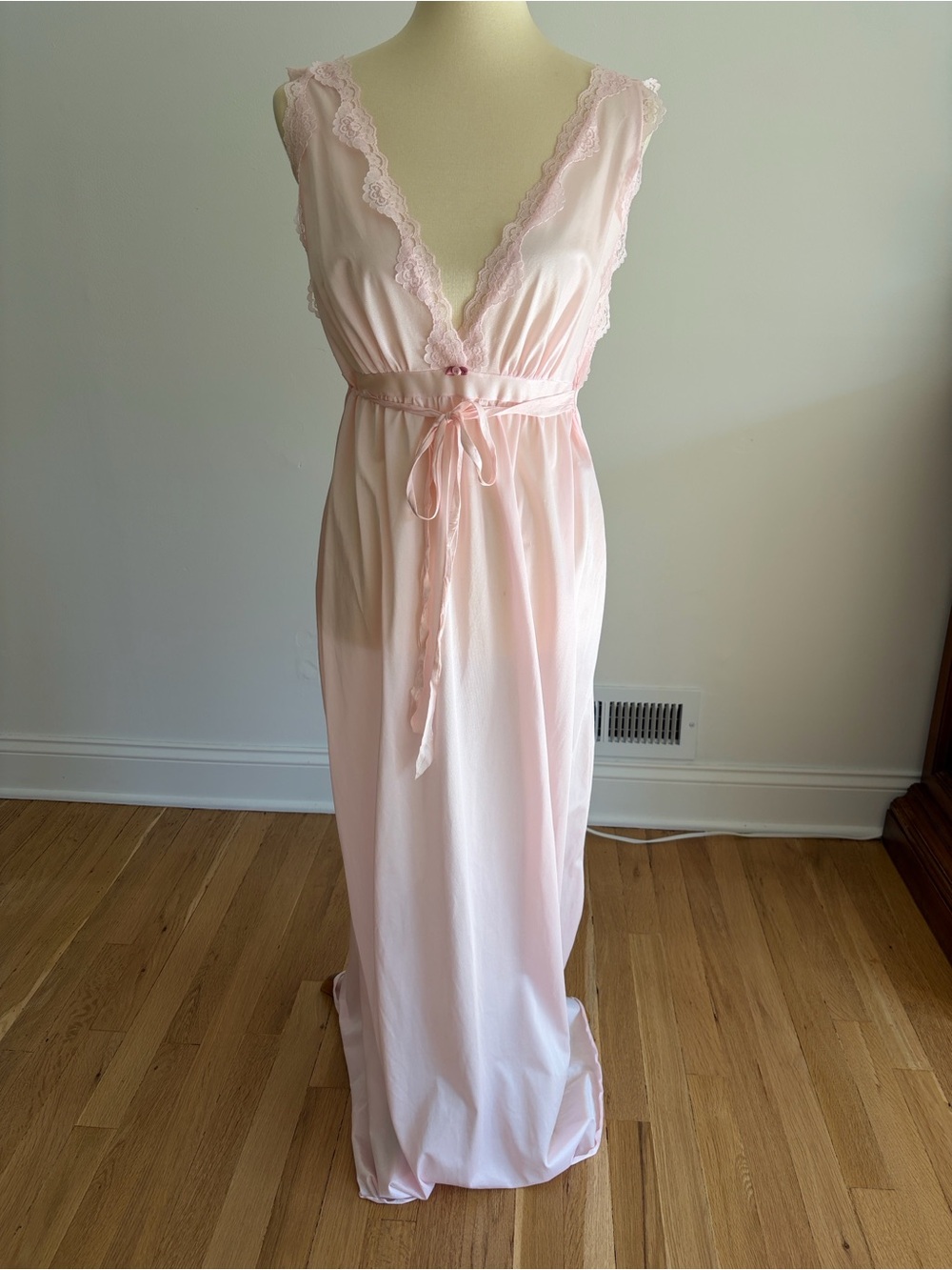 Undercover Wear Blush Pink Deep-V w/ Lace Trim Maxi Nightgown
